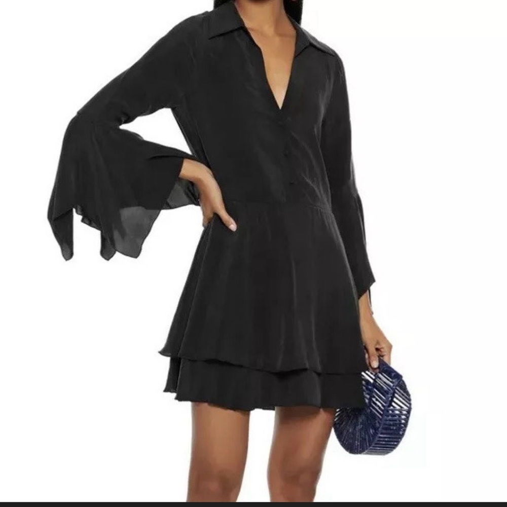 NWT! Alice + Olivia Priscilla Tiered Cupro Mini Shirt Dress Size 4